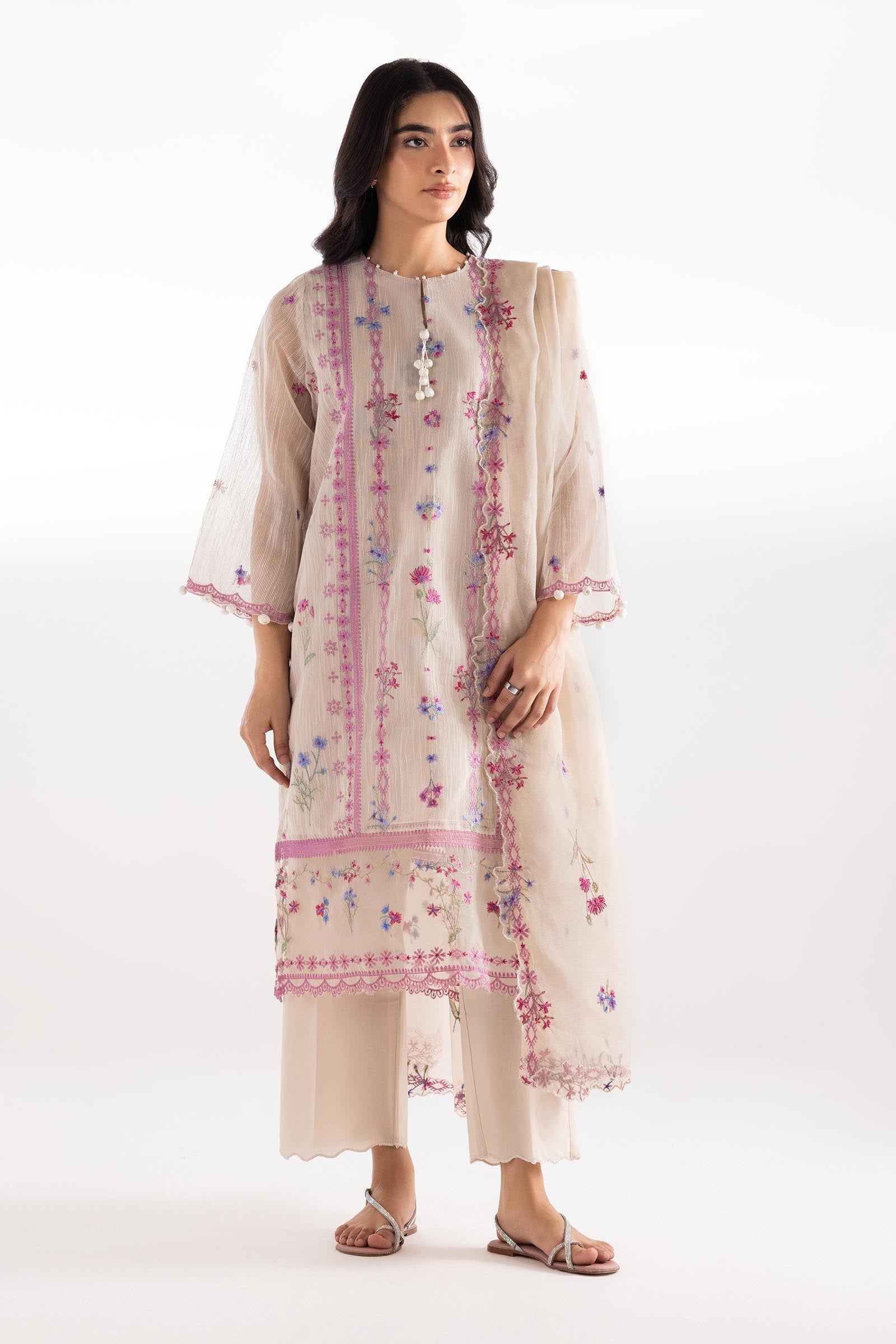 Sana Safinaz | Luxury Pret | Muzlin Lawn Suit SC26MUZ216AP3 - Dress - available at Maria Faisal in UK and USA.