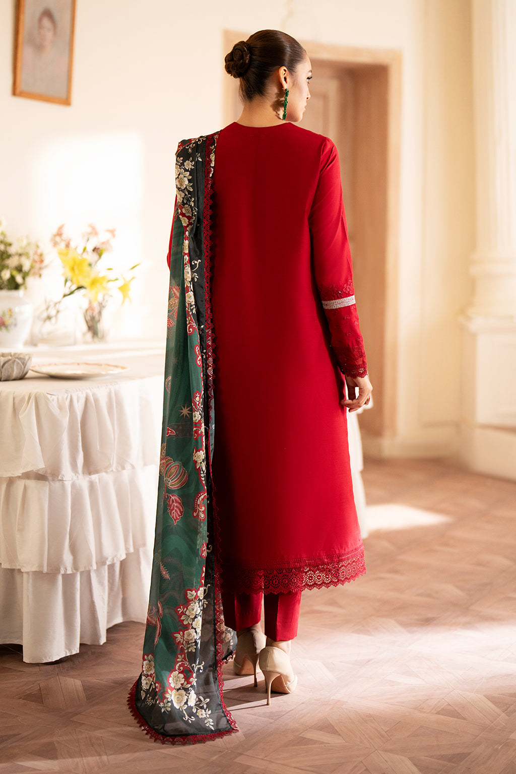 Saad Shaikh | Lumiere Winter |  D-07 Coral - Designer Dress with Intricate embroidery and embellishments. Shop elegent wedding dress at Maria Faisal.