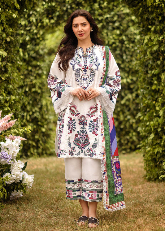 Sadaf Fawad Khan | Lawn 24 | Suzani (A) - Designer Dress with Intricate embroidery and embellishments. Shop elegent wedding dress at Maria Faisal.