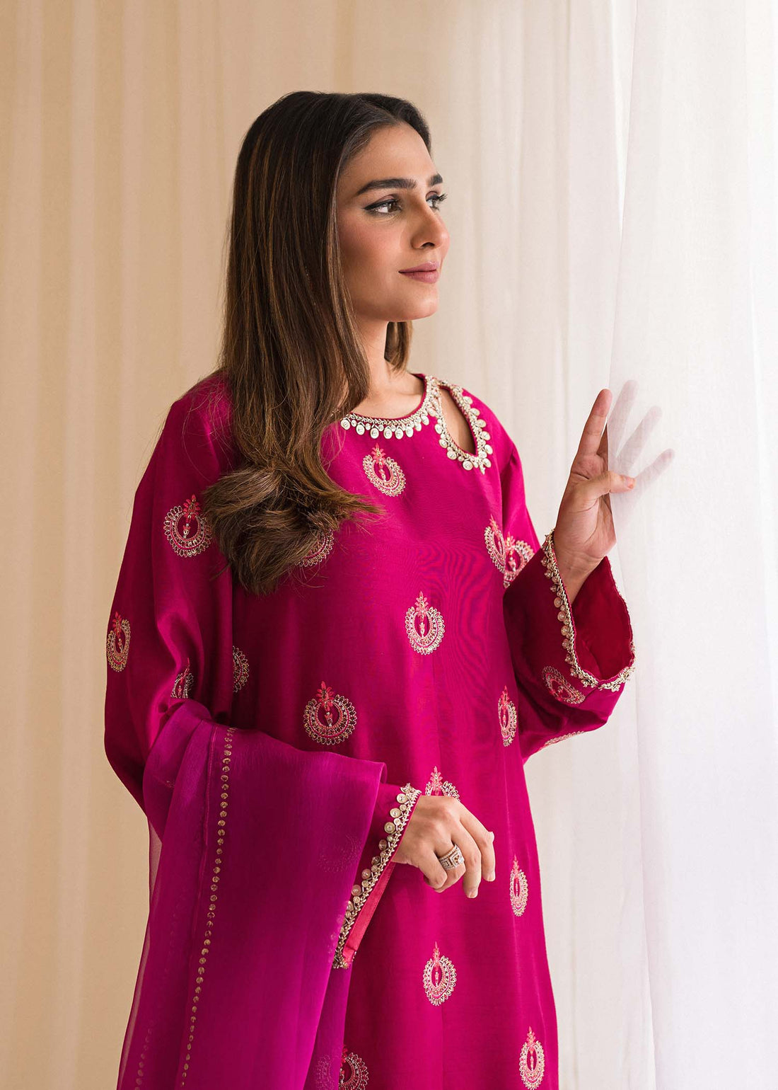 Sadaf Fawad Khan | Lyla Festive Pret | Punchy Pink - Waniyas