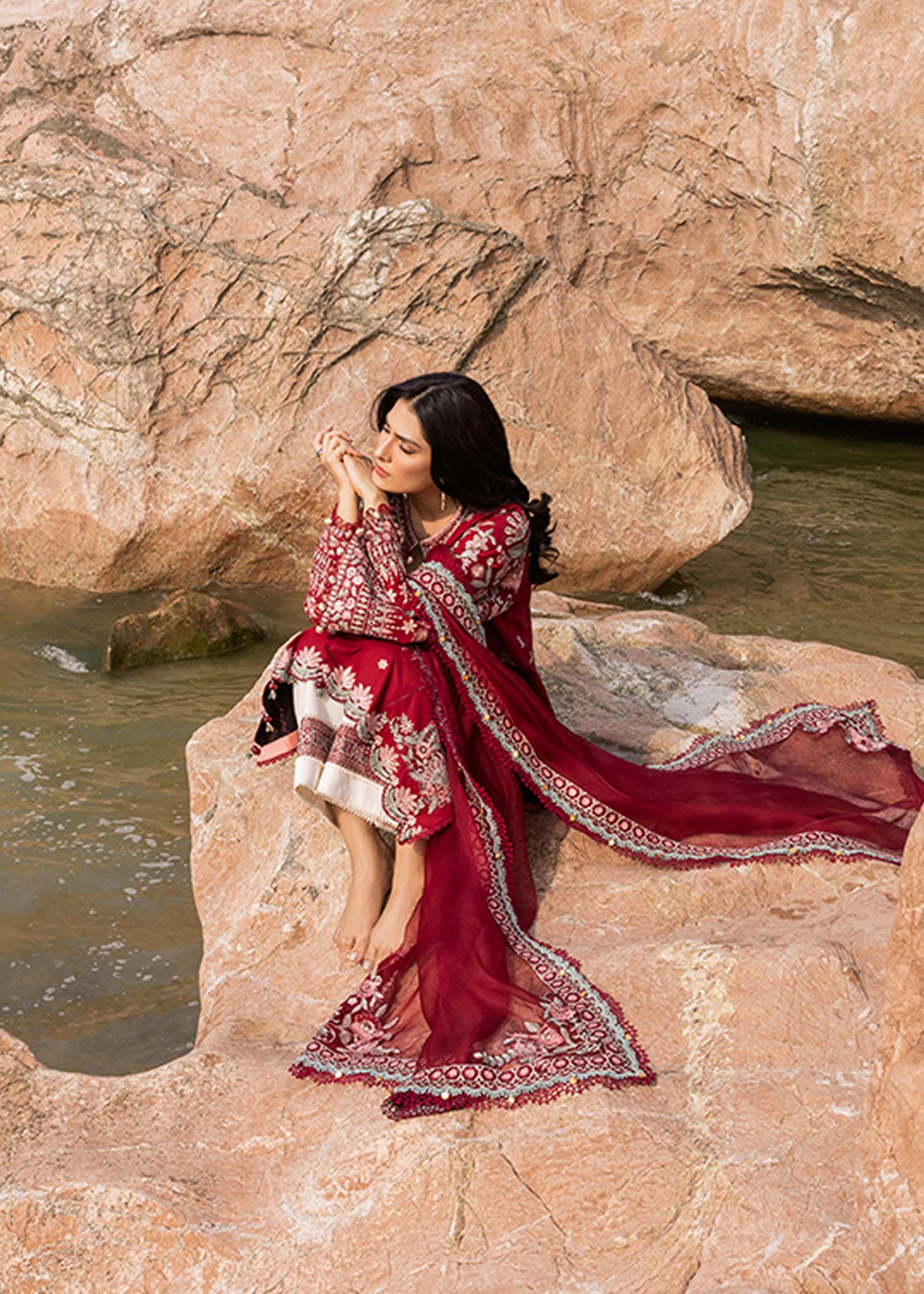 Sadaf Fawad Khan | Siraa Luxury Lawn 24| Calah (A) - Ladies Clothes - Maria Faisal