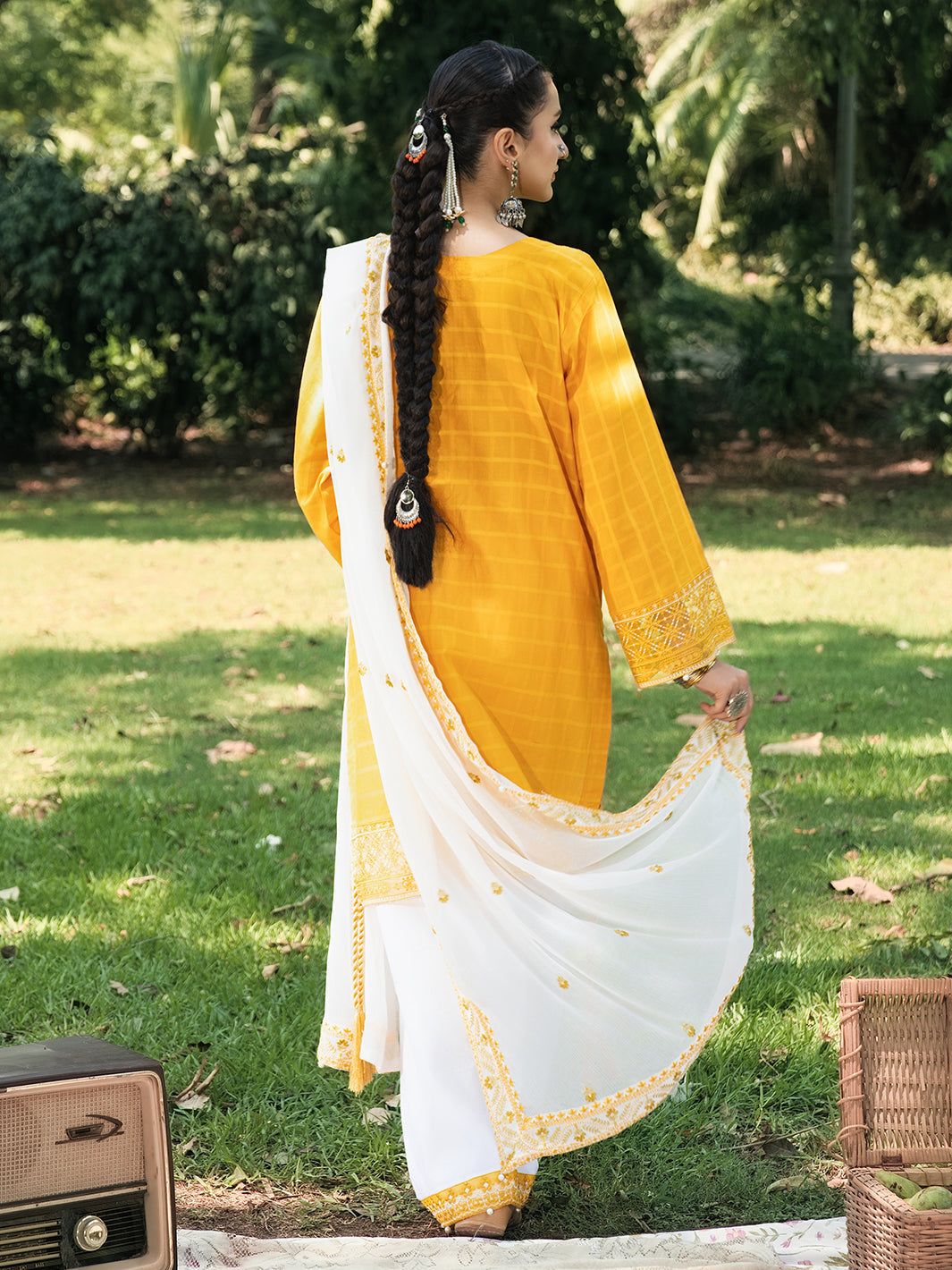 Hemstitch | The Garden Lawn | Saffron Petal - Ladies Clothes - Maria Faisal
