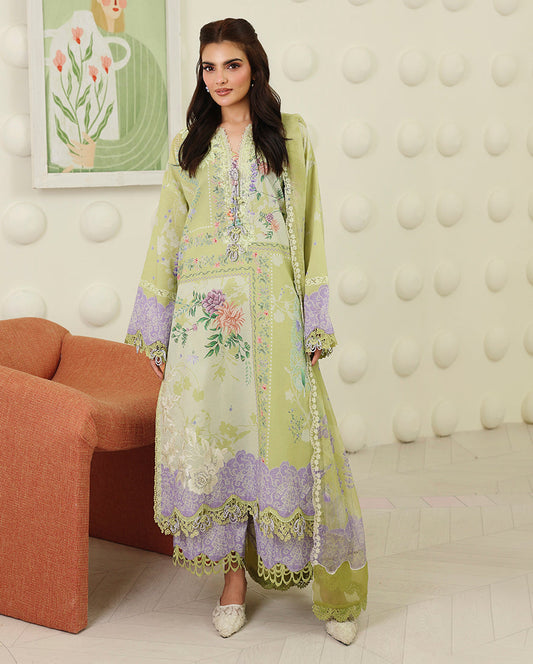 Roheenaz | Petals in Print | Sage Botanica - Casual Dress - available at Maria Faisal in UK and USA.
