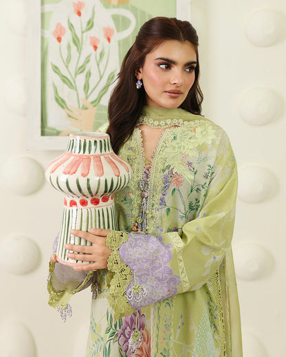 Roheenaz | Petals in Print | Sage Botanica - Casual Dress - available at Maria Faisal in UK and USA.