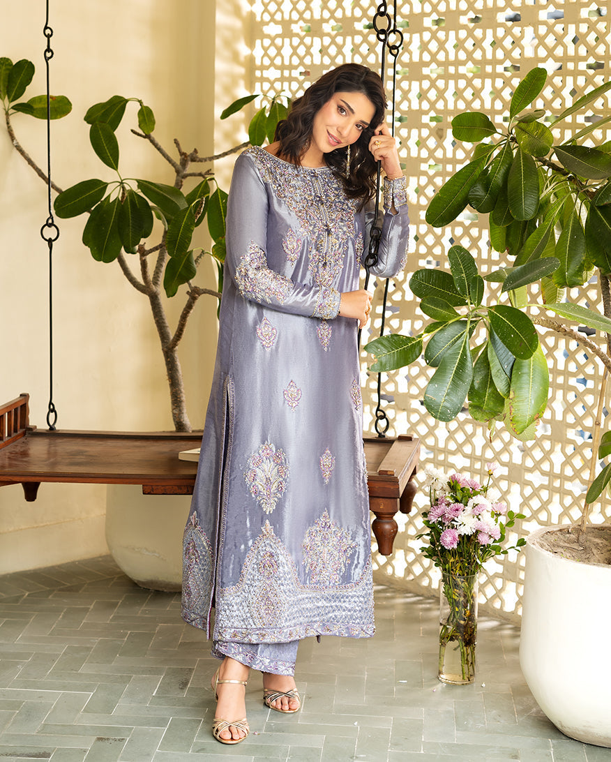 Mushq | Sunehri Lama Silk | Samiya - Formal Dress - available at Maria Faisal in UK and USA.