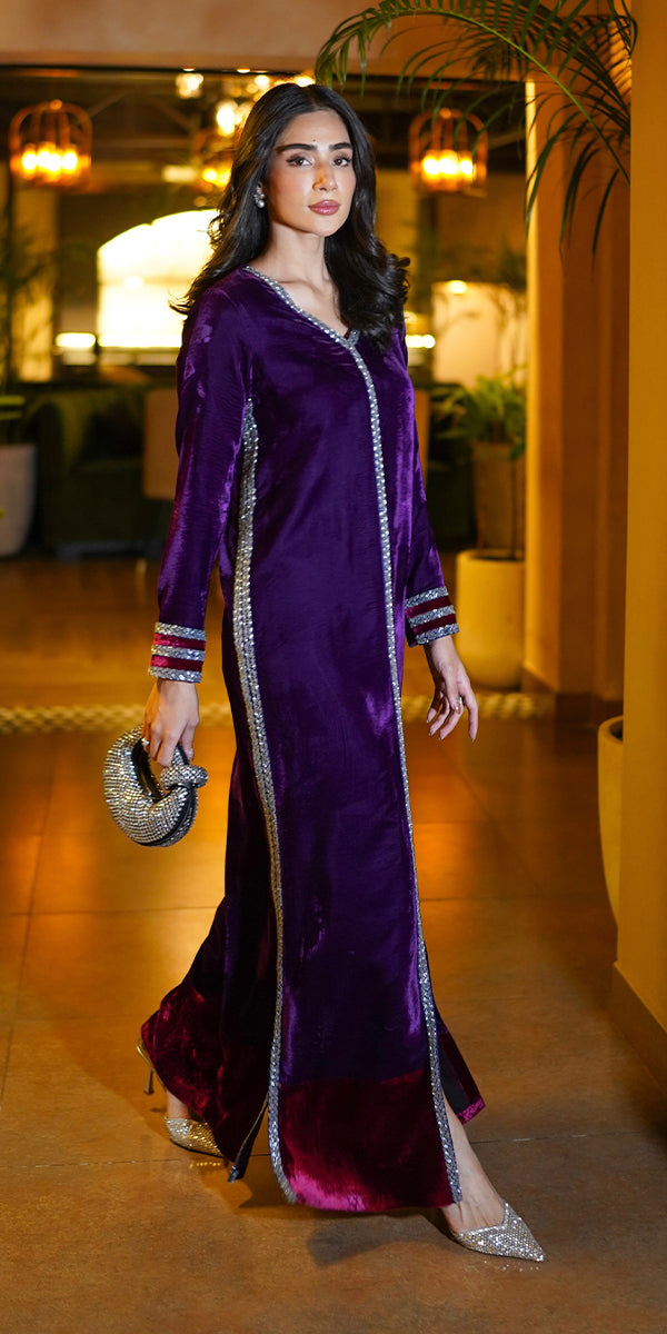 Erum Khan | Velvet Wisper | Plum Royale - Designer Dress with Intricate embroidery and embellishments. Shop elegent wedding dress at Maria Faisal.