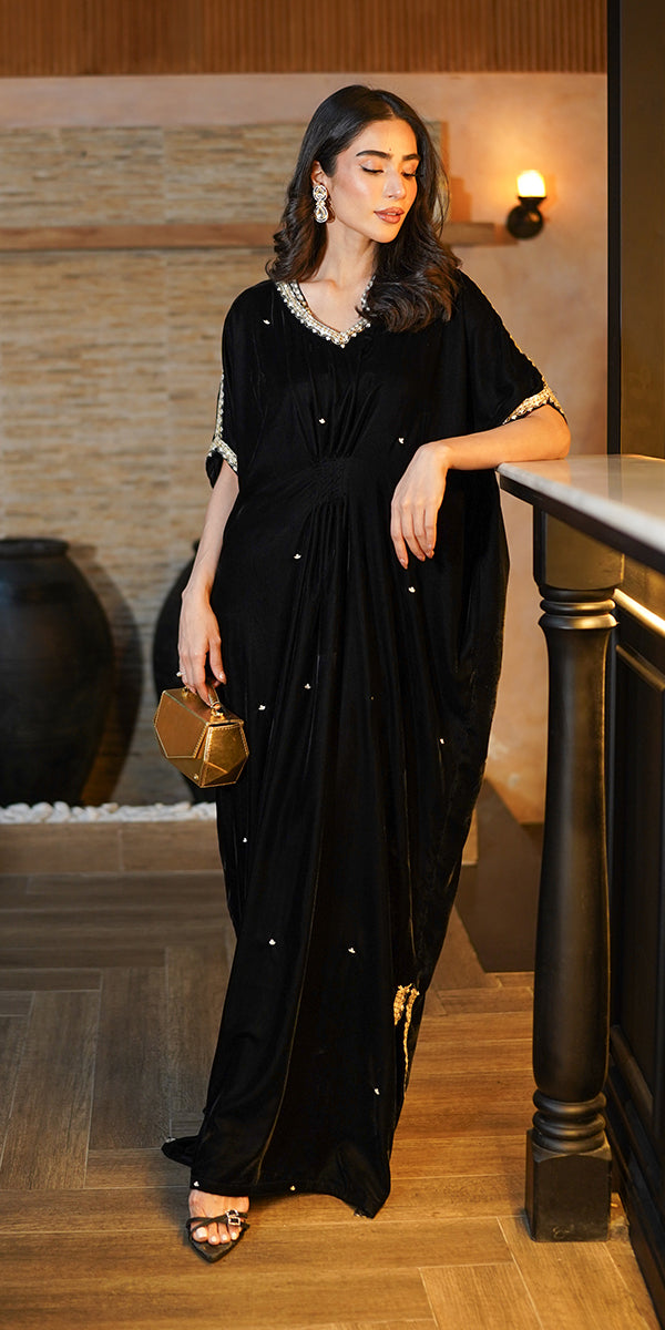 Erum Khan | Velvet Wisper | Black Swan - Designer Dress with Intricate embroidery and embellishments. Shop elegent wedding dress at Maria Faisal.