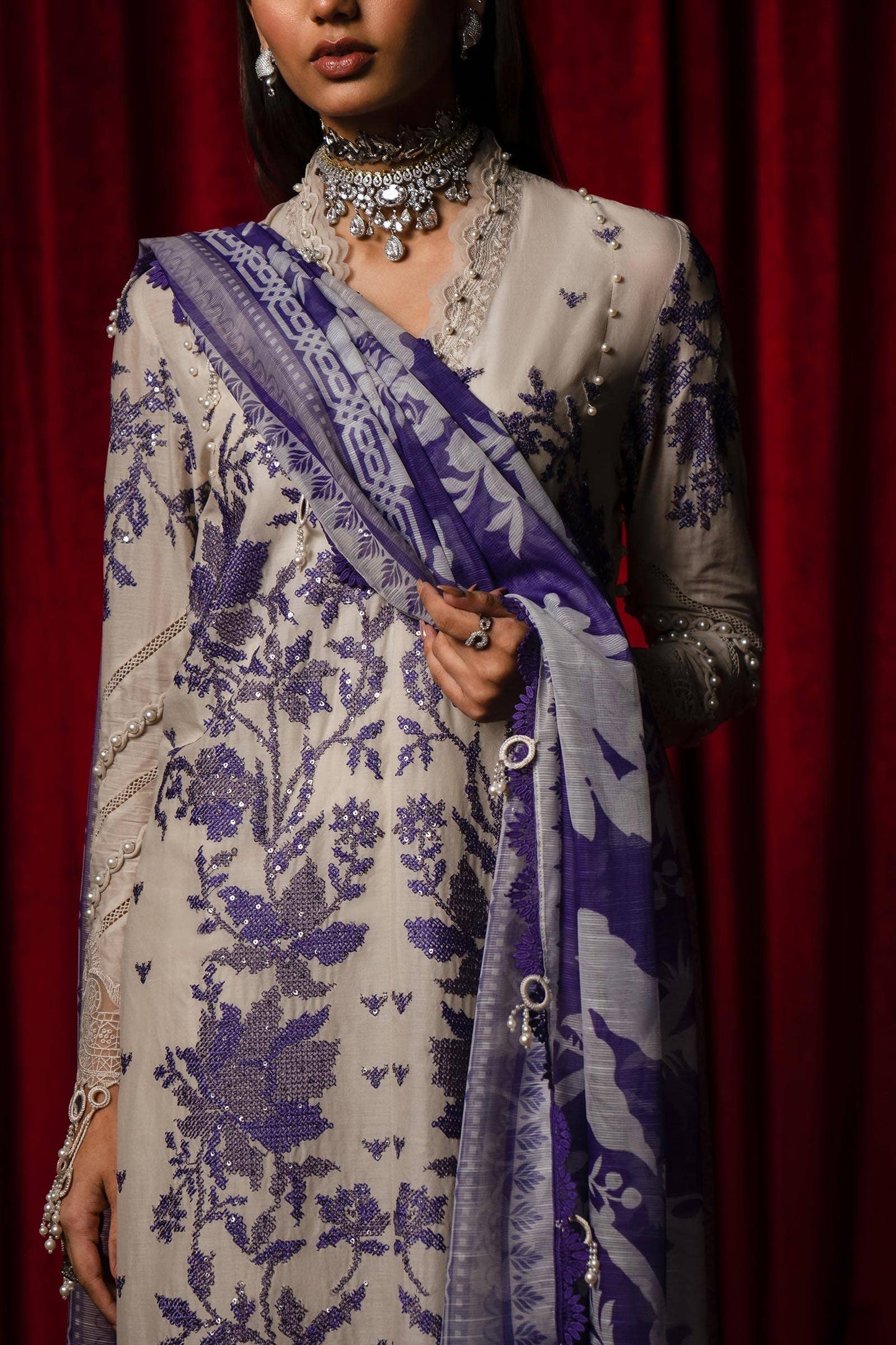 Sana Safinaz | Luxury Collection 24 | L241-008B-3CV - Ladies Clothes - Maria Faisal