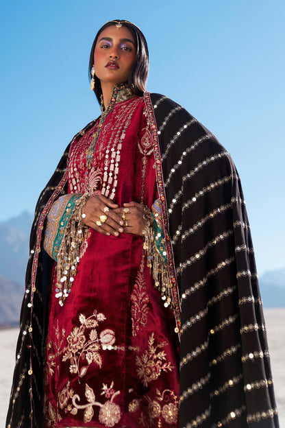 Sana Safinaz | Winter Shawl 24 | Velvet V241-002-3CP - Ladies Clothes - Maria Faisal