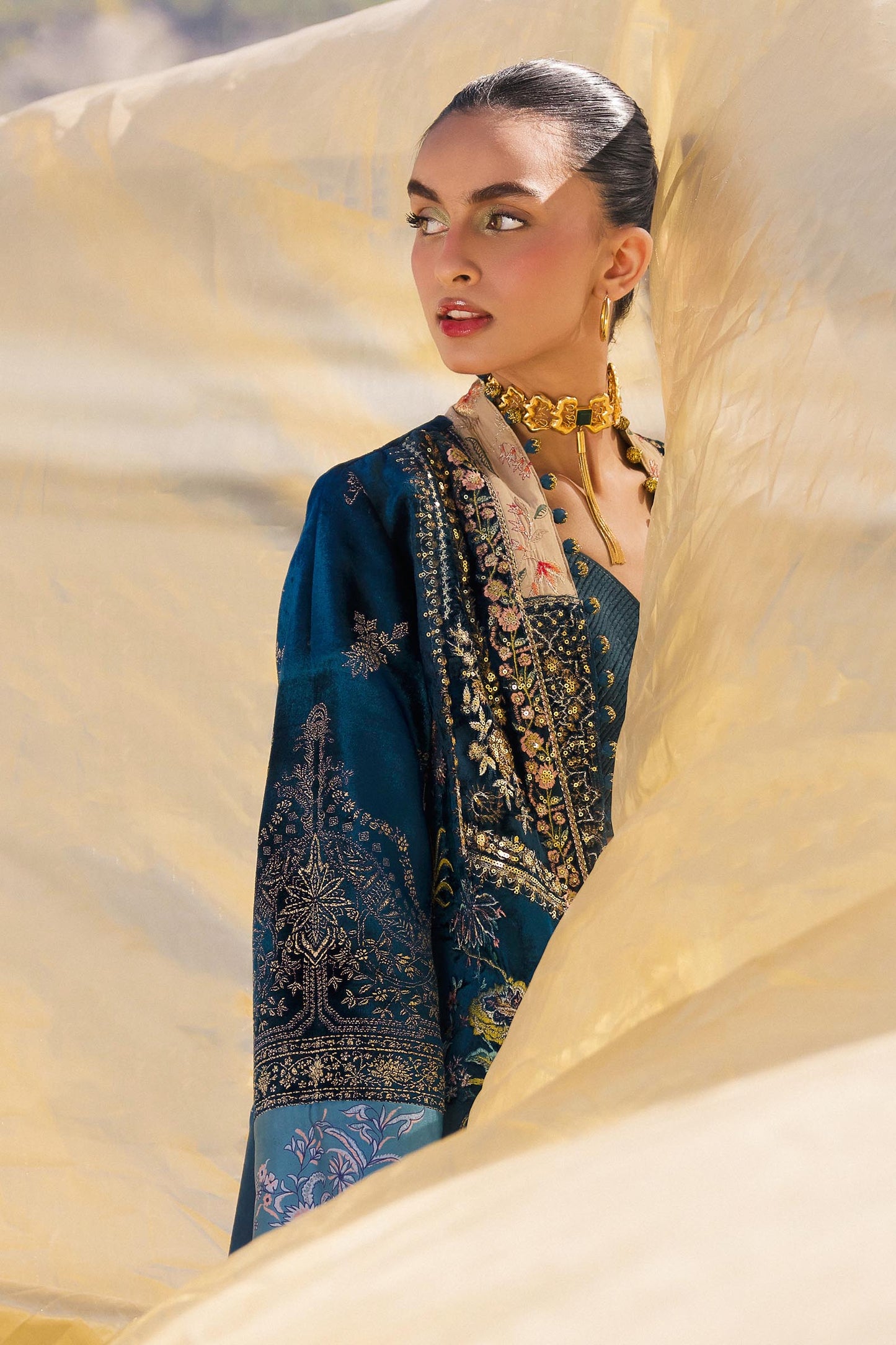 Sana Safinaz | Winter Shawl 24 | Velvet V241-003-3CP - Ladies Clothes - Maria Faisal