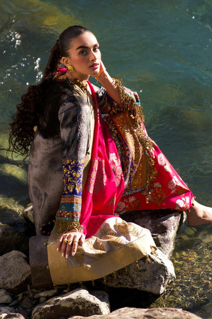 Sana Safinaz | Winter Shawl 24 | Velvet V241-004-3CP - Ladies Clothes - Maria Faisal