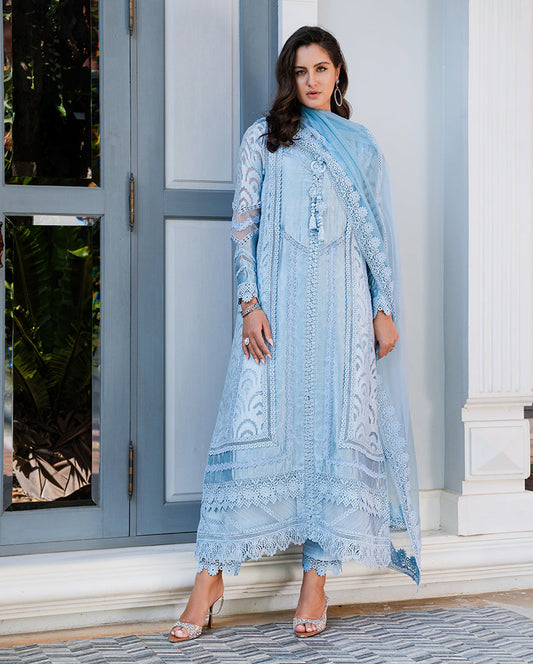 Mushq | Euphoria Pret | Sapphire Gleam - Luxury Dress - available at Maria Faisal in UK and USA.