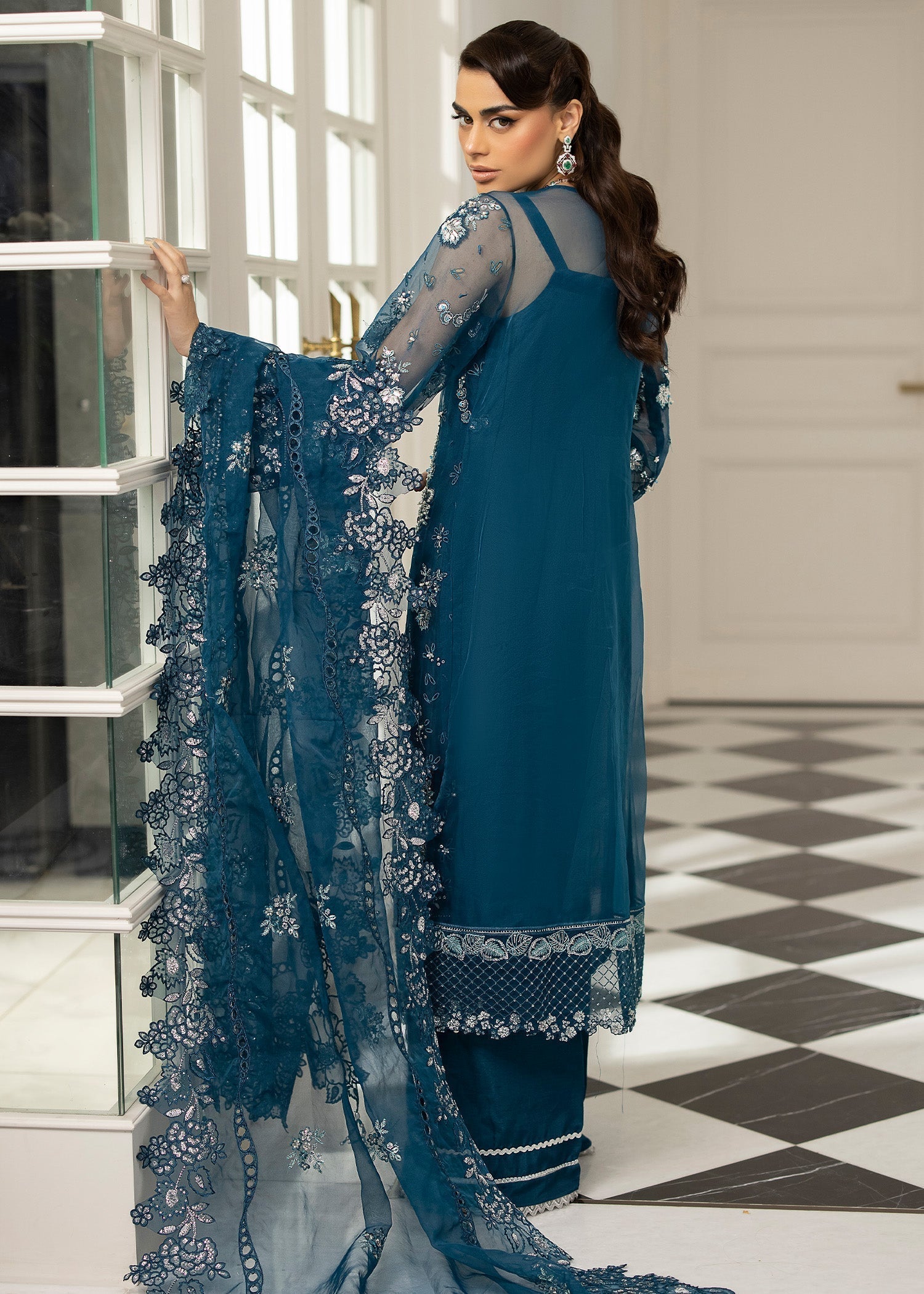 Sardinia | La More 24 | Blue Mirage - Designer Dress with Intricate embroidery and embellishments. Shop elegent wedding dress at Maria Faisal.