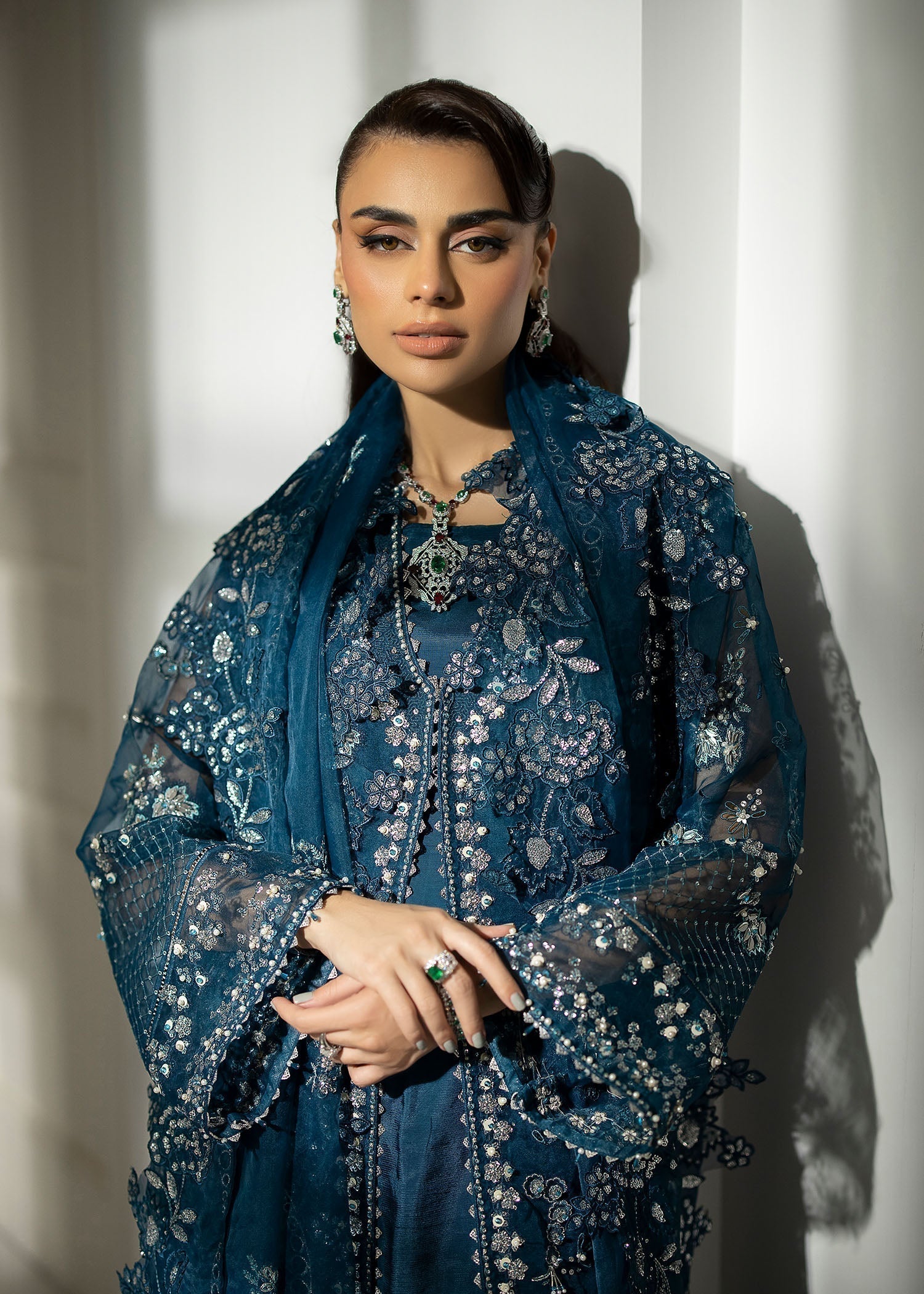 Sardinia | La More 24 | Blue Mirage - Designer Dress with Intricate embroidery and embellishments. Shop elegent wedding dress at Maria Faisal.