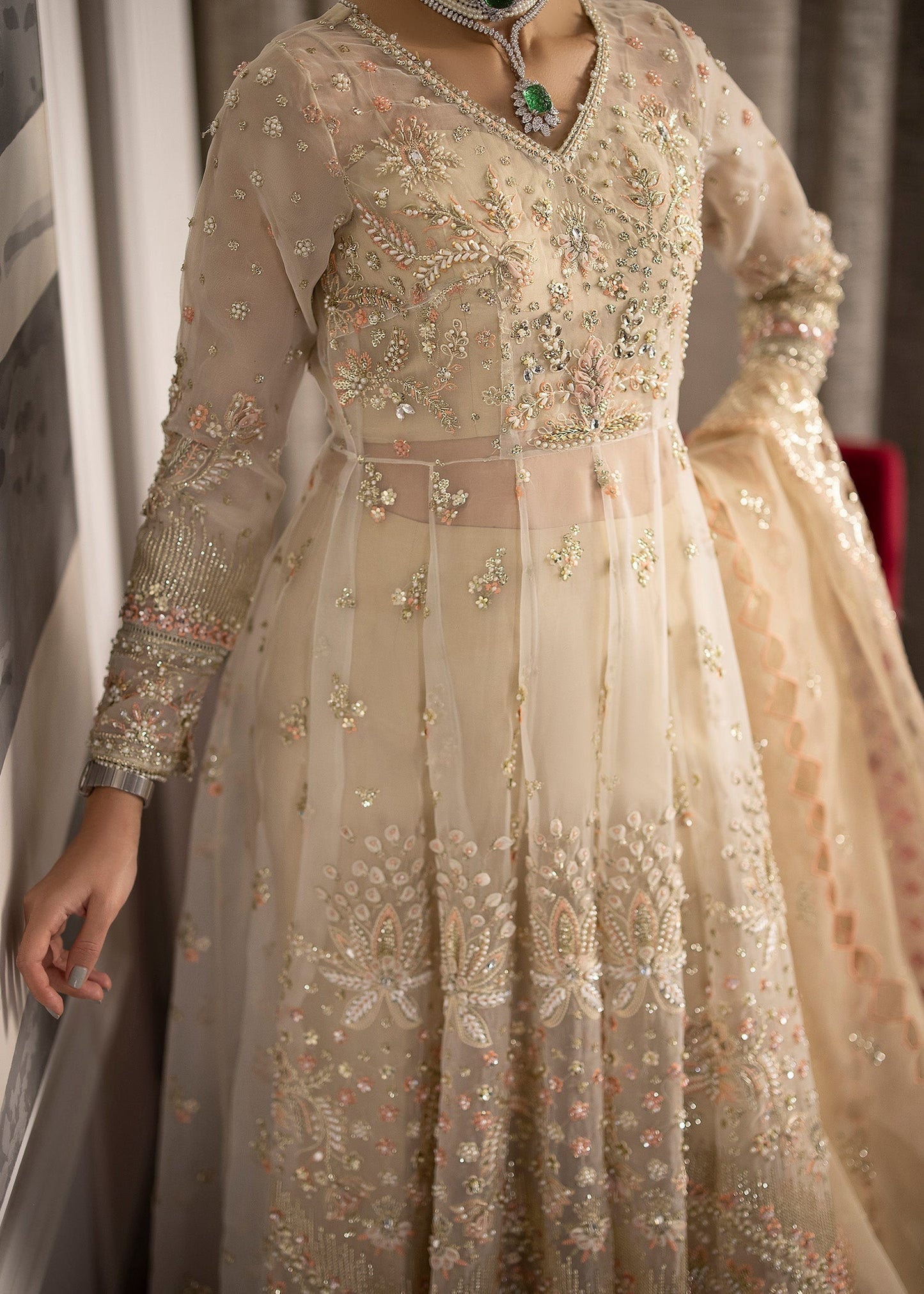 Sardinia | La More 24 | Golden Whisper - Designer Dress with Intricate embroidery and embellishments. Shop elegent wedding dress at Maria Faisal.