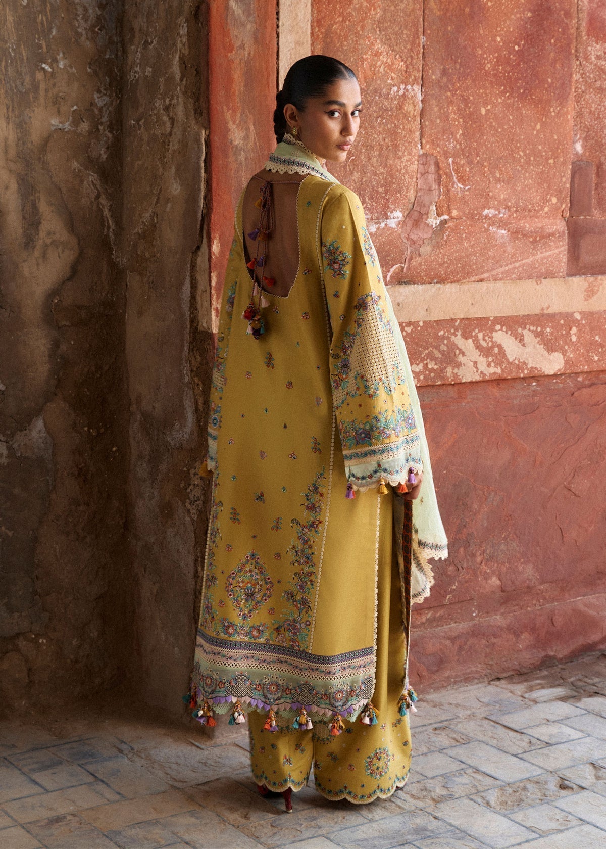 Hussain Rehar | Zan SS26 |Sari - Luxury Dress - available at Maria Faisal in UK and USA.