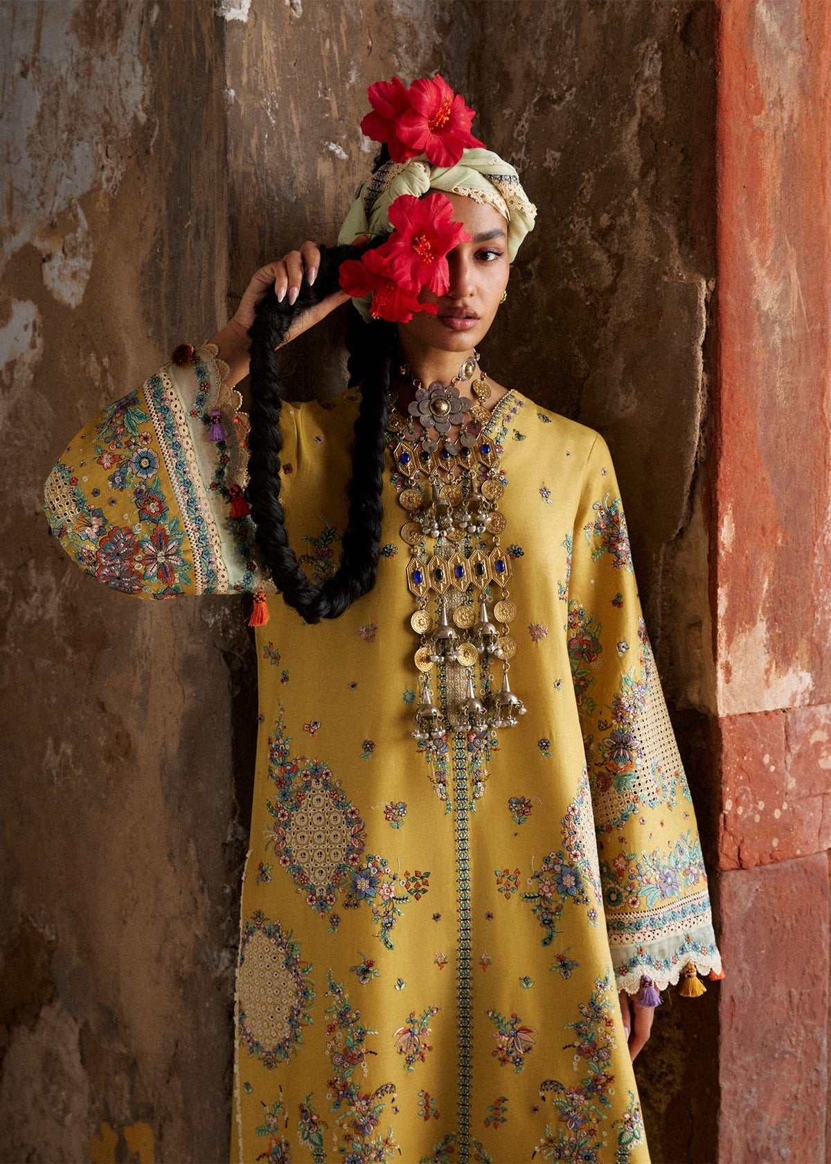 Hussain Rehar | Zan SS26 |Sari - Luxury Dress - available at Maria Faisal in UK and USA.