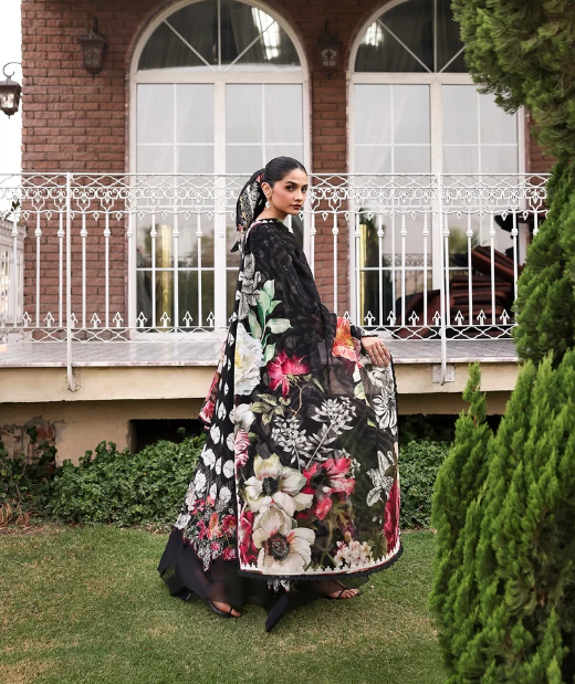 Elaf Premium | Belladore Prints Chiffon 26 | EPA-1B QUEEN - Luxury Dress - available at Maria Faisal in UK and USA.