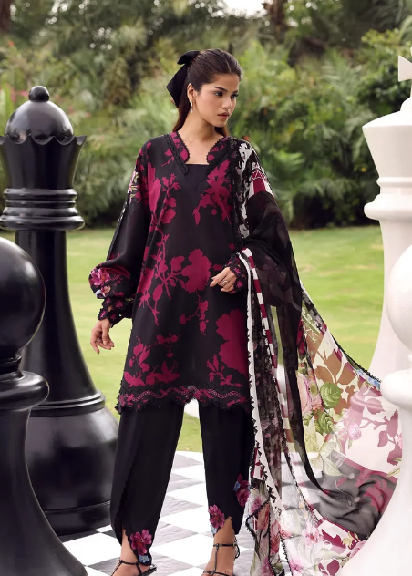 Elaf Premium | Belladore Prints Chiffon 26 |EPA-4A SCARLET - Luxury Dress - available at Maria Faisal in UK and USA.