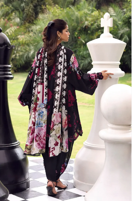 Elaf Premium | Belladore Prints Chiffon 26 |EPA-4A SCARLET - Luxury Dress - available at Maria Faisal in UK and USA.