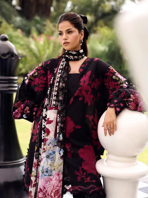 Elaf Premium | Belladore Prints Chiffon 26 |EPA-4A SCARLET - Luxury Dress - available at Maria Faisal in UK and USA.