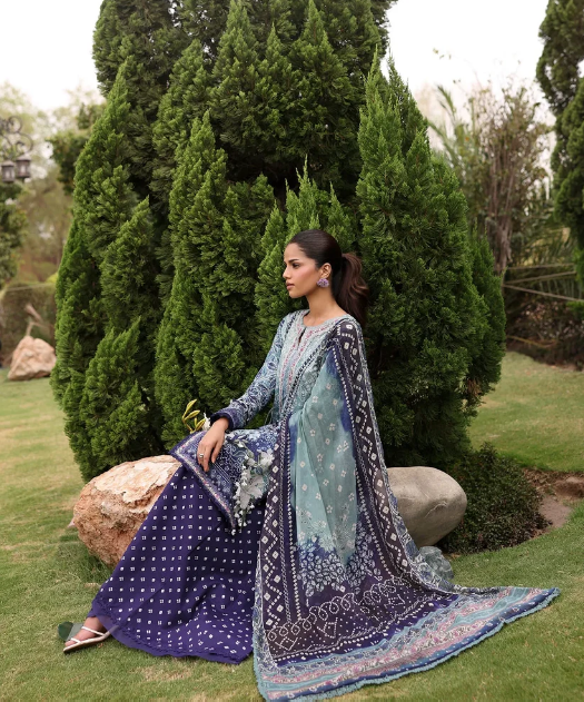 Elaf Premium | Belladore Prints Chiffon 26 |EPA-5A ECLAIR - Luxury Dress - available at Maria Faisal in UK and USA.