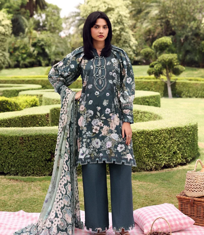 Elaf Premium | Belladore Prints Chiffon 26 |EPA-6B HEATHER - Luxury Dress - available at Maria Faisal in UK and USA.