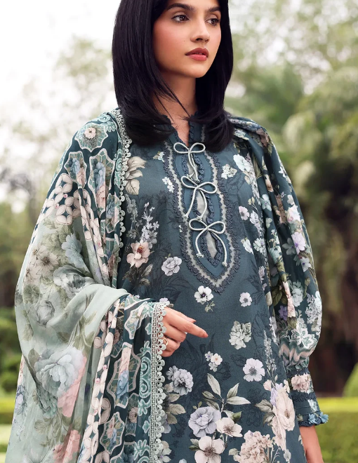 Elaf Premium | Belladore Prints Chiffon 26 |EPA-6B HEATHER - Luxury Dress - available at Maria Faisal in UK and USA.