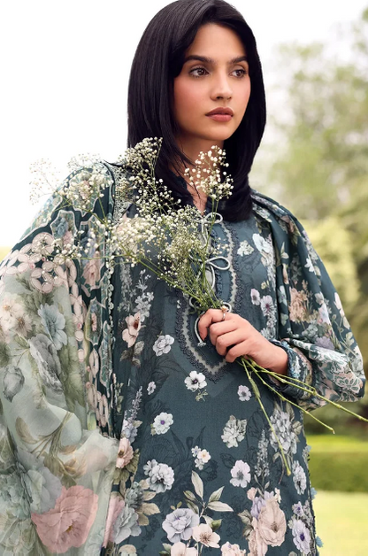 Elaf Premium | Belladore Prints Chiffon 26 |EPA-6B HEATHER - Luxury Dress - available at Maria Faisal in UK and USA.