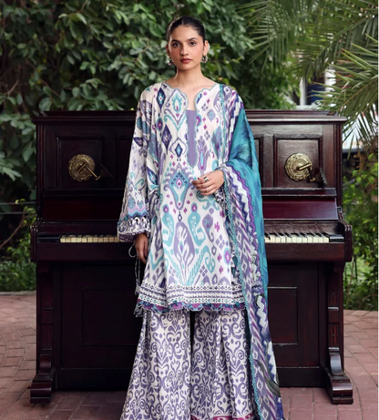 Elaf Premium | Belladore Prints Chiffon 26 |EPA-2A PRISM - Luxury Dress - available at Maria Faisal in UK and USA.