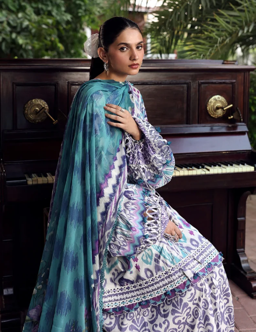Elaf Premium | Belladore Prints Chiffon 26 |EPA-2A PRISM - Luxury Dress - available at Maria Faisal in UK and USA.