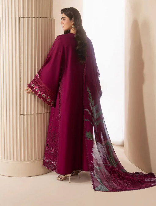 Elaf Premium | E Craft Chikankari 26 |EHC-4A GARNET - Formal Dress - available at Maria Faisal in UK and USA.