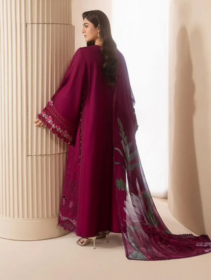 Elaf Premium | E Craft Chikankari 26 |EHC-4A GARNET - Formal Dress - available at Maria Faisal in UK and USA.