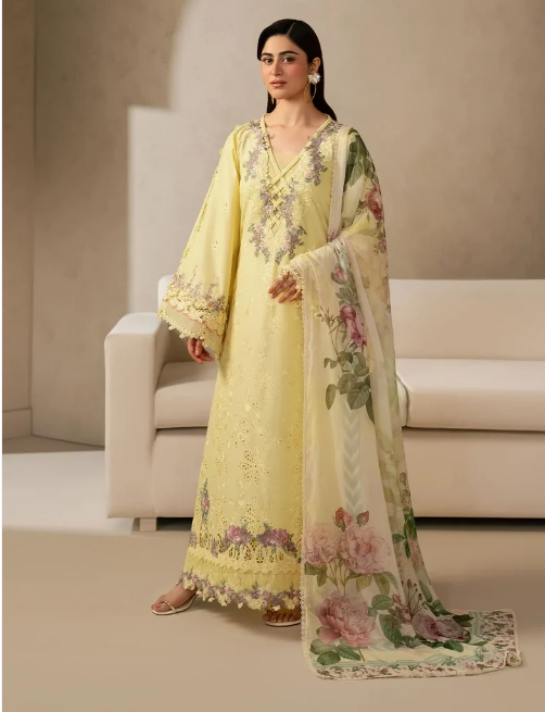 Elaf Premium | E Craft Chikankari 26 |EHC-3A SUNSTONE - Luxury Dress - available at Maria Faisal in UK and USA.