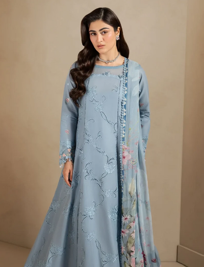 Elaf Premium | E Craft Chikankari 26 | EHC-5B PACIFIC - Luxury Dress - available at Maria Faisal in UK and USA.
