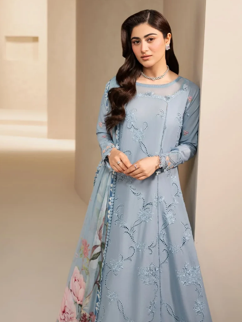 Elaf Premium | E Craft Chikankari 26 | EHC-5B PACIFIC - Luxury Dress - available at Maria Faisal in UK and USA.