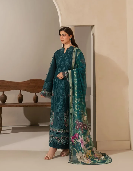 Elaf Premium | E Craft Chikankari 26 | EHC-2A MOSS - Luxury Dress - available at Maria Faisal in UK and USA.