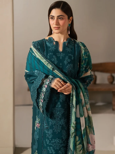 Elaf Premium | E Craft Chikankari 26 | EHC-2A MOSS - Luxury Dress - available at Maria Faisal in UK and USA.