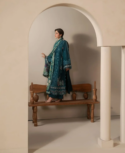 Elaf Premium | E Craft Chikankari 26 | EHC-2A MOSS - Luxury Dress - available at Maria Faisal in UK and USA.