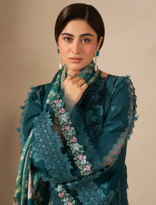 Elaf Premium | E Craft Chikankari 26 | EHC-2A MOSS - Luxury Dress - available at Maria Faisal in UK and USA.