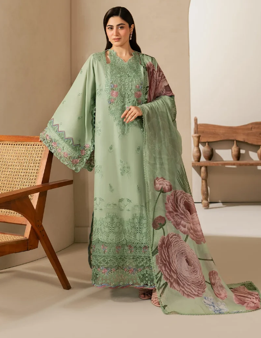 Elaf Premium | E Craft Chikankari 26 |EHC-4B ALOE - Luxury Dress - available at Maria Faisal in UK and USA.