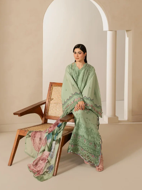 Elaf Premium | E Craft Chikankari 26 |EHC-4B ALOE - Luxury Dress - available at Maria Faisal in UK and USA.