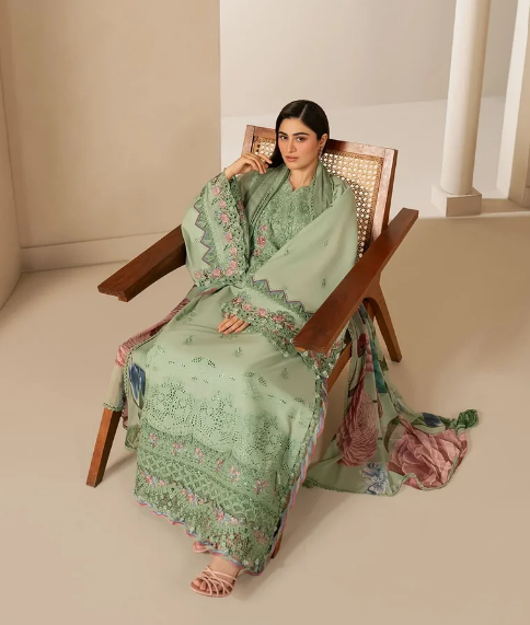 Elaf Premium | E Craft Chikankari 26 |EHC-4B ALOE - Luxury Dress - available at Maria Faisal in UK and USA.