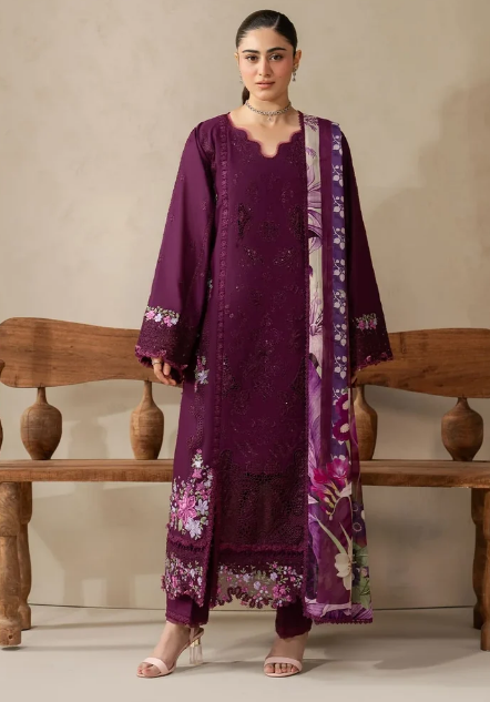 Elaf Premium | E Craft Chikankari 26 |EHC-2B CASSIS - Luxury Dress - available at Maria Faisal in UK and USA.