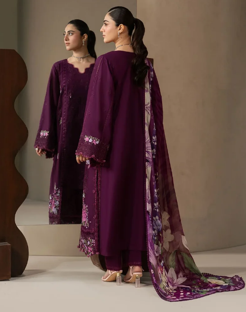Elaf Premium | E Craft Chikankari 26 |EHC-2B CASSIS - Luxury Dress - available at Maria Faisal in UK and USA.
