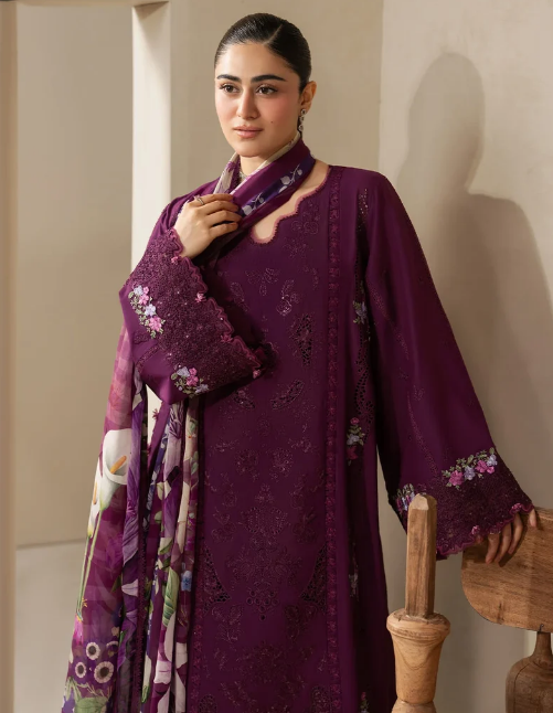 Elaf Premium | E Craft Chikankari 26 |EHC-2B CASSIS - Luxury Dress - available at Maria Faisal in UK and USA.