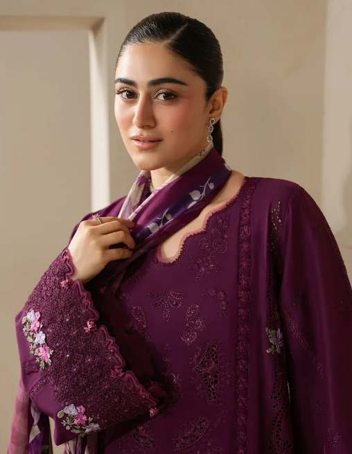 Elaf Premium | E Craft Chikankari 26 |EHC-2B CASSIS - Luxury Dress - available at Maria Faisal in UK and USA.