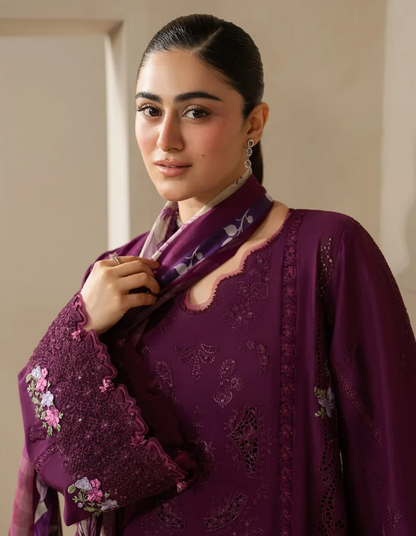 Elaf Premium | E Craft Chikankari 26 |EHC-2B CASSIS - Luxury Dress - available at Maria Faisal in UK and USA.