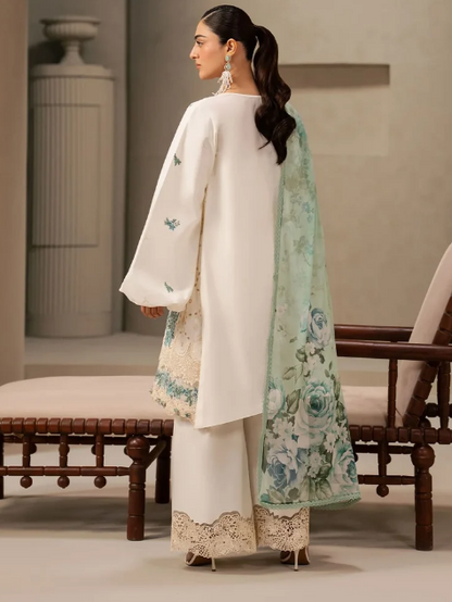 Elaf Premium | E Craft Chikankari 26 |EHC-1A VANILLA - Luxury Dress - available at Maria Faisal in UK and USA.