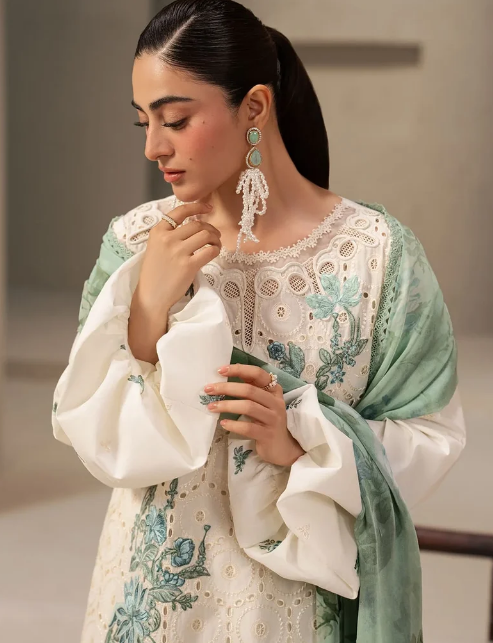 Elaf Premium | E Craft Chikankari 26 |EHC-1A VANILLA - Luxury Dress - available at Maria Faisal in UK and USA.